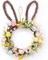 16'' Easter Bunny Wreath for Front Door with Light, Pre-lit Spring Rabbit Wreath Decoration with Pastel Speckled Eggs & Berries, Artificial Farmhouse Wall Decor for Holiday Home Indoor